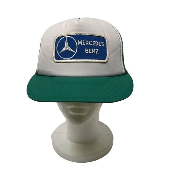 Vintage Mercedes Benz snapback green mesh trucker cap OS - Picture 1 of 8